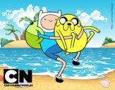 Finn y Jake abrazados