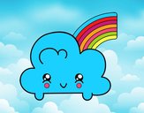 Nube con arco iris kawaii