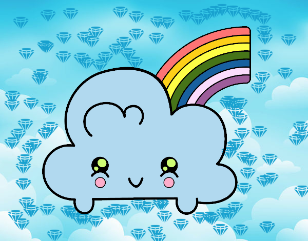 Nube con arco iris kawaii