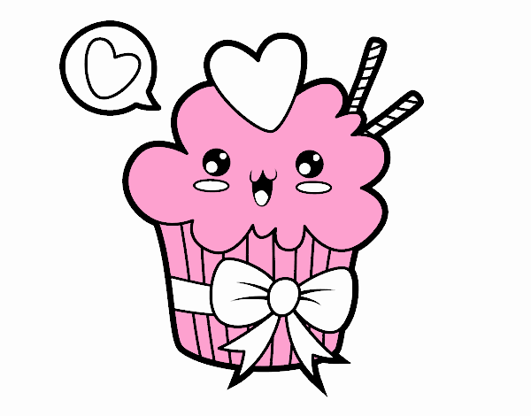 Cupcake kawaii con lazo