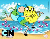 Finn y Jake abrazados