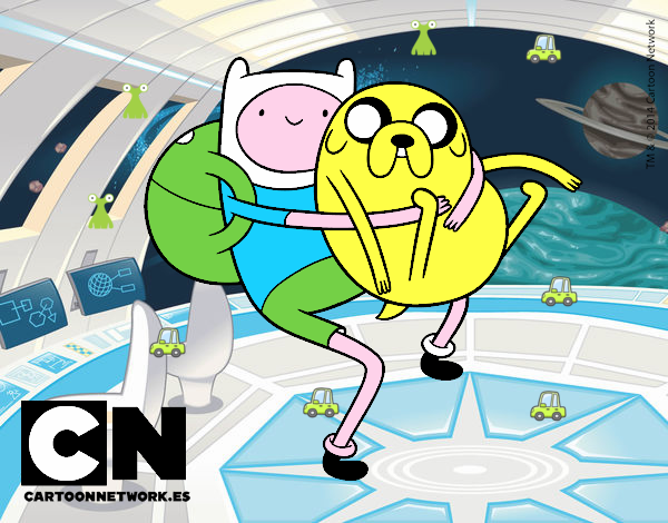 Finn y Jake abrazados