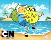 Finn y Jake abrazados