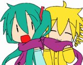 Miku y Len con bufanda