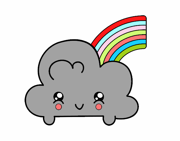 Nube con arco iris kawaii