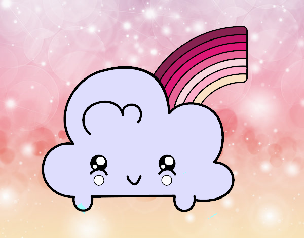 Nube con arco iris kawaii