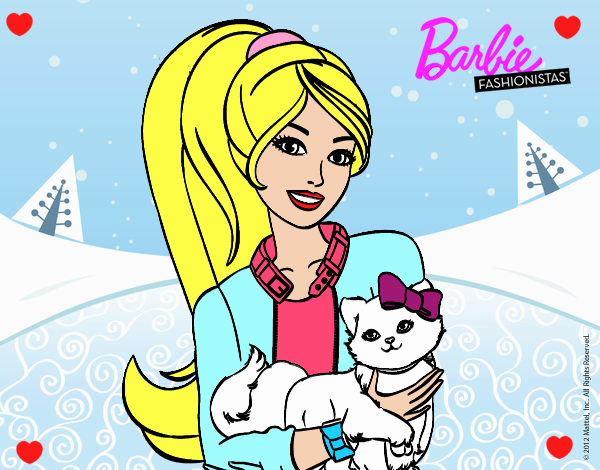 Barbie con su linda gatita