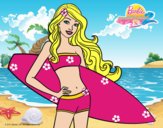 Barbie con tabla de surf