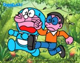 Doraemon y Nobita corriendo