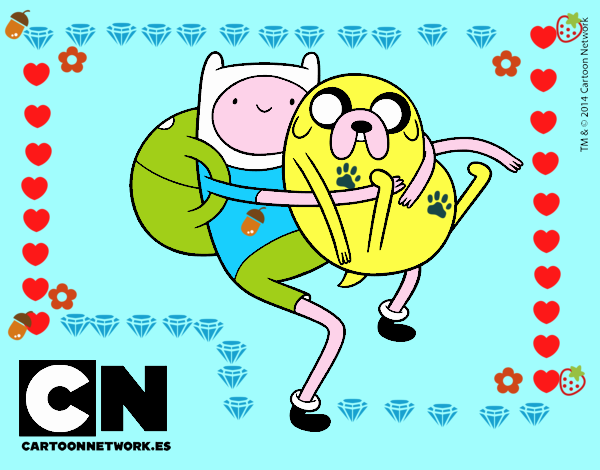 Finn y Jake abrazados