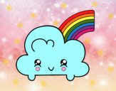 Nube con arco iris kawaii