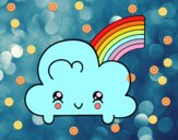 Nube con arco iris kawaii