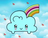 Nube con arco iris kawaii