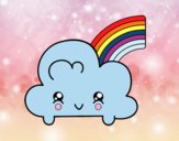 Nube con arco iris kawaii