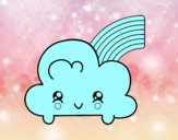 Nube con arco iris kawaii