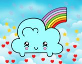 Nube con arco iris kawaii