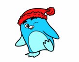 Pingüino con gorro de Navidad