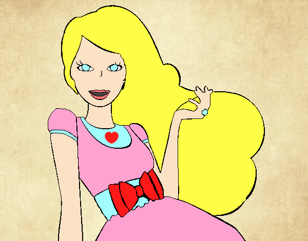 Barbie con su vestido con lazo