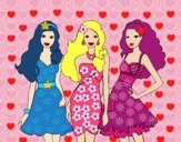 Barbie y sus amigas vestidas de fiesta