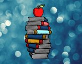 Libros y manzana