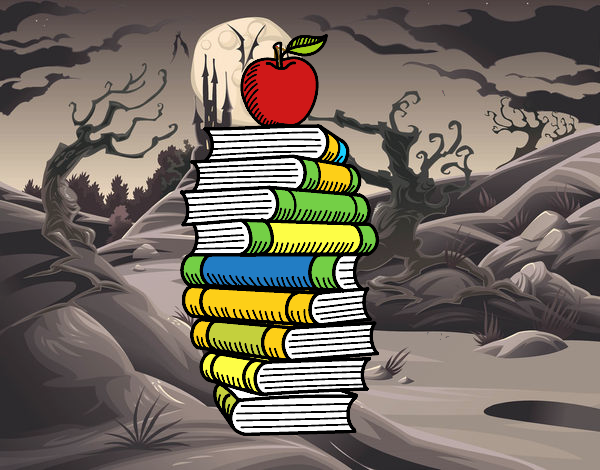 Libros y manzana