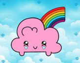 Nube con arco iris kawaii