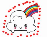 Nube con arco iris kawaii