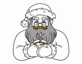 Papá Noel con taza de café