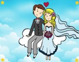 Recién casados en una nube