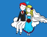 Recién casados en una nube