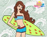 Barbie con tabla de surf