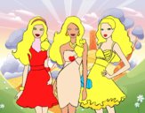 Barbie y sus amigas vestidas de fiesta