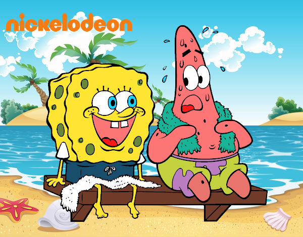 Bob Esponja y Patricio en bañador