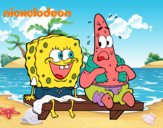 Bob Esponja y Patricio en bañador