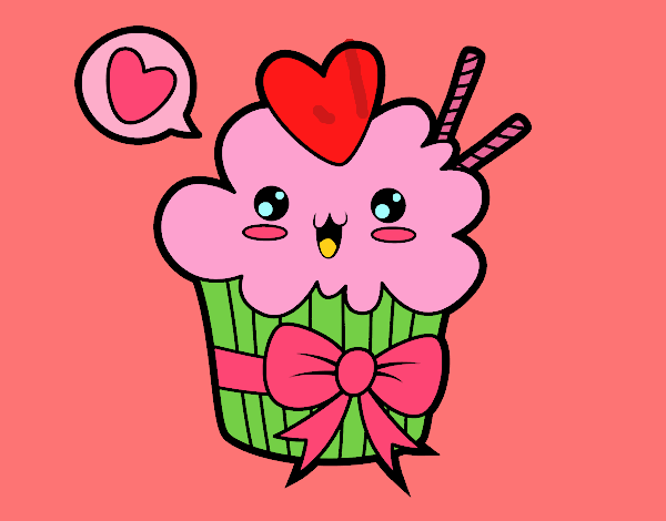 Cupcake kawaii con lazo