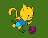 Gato jugando a fútbol