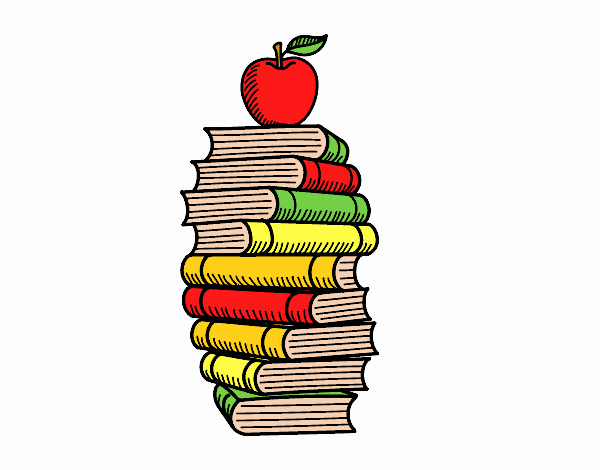 Libros y manzana