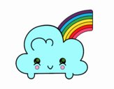 Nube con arco iris kawaii