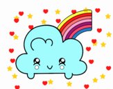 Nube con arco iris kawaii