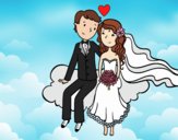 Recién casados en una nube