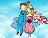 Recién casados en una nube