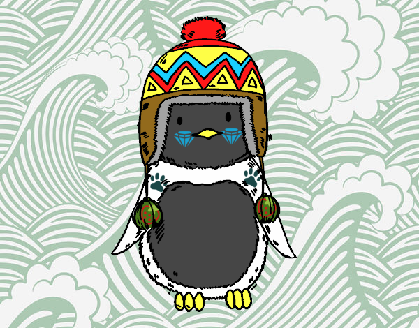 Bebé pingüino con gorrito