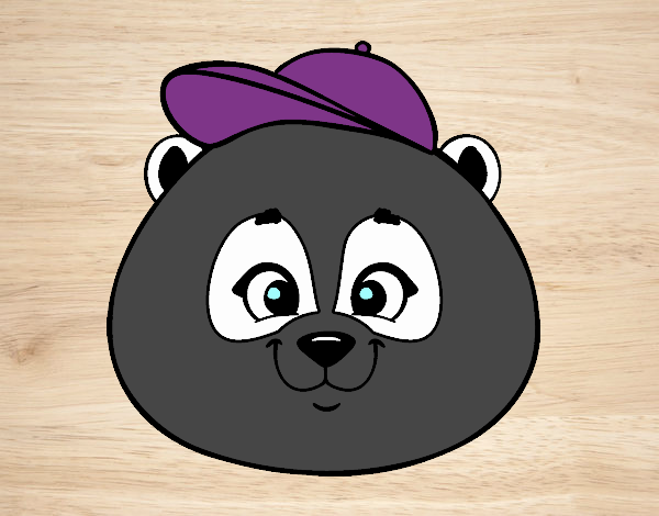 Cara de oso panda con gorro