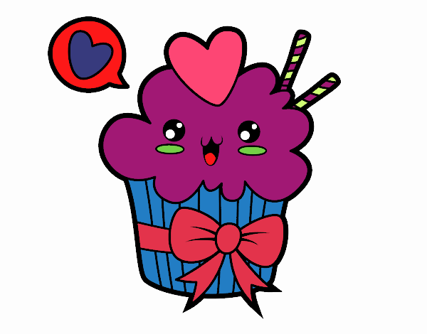 Cupcake kawaii con lazo