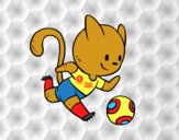 Gato jugando a fútbol