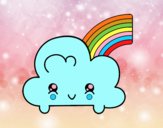 Nube con arco iris kawaii