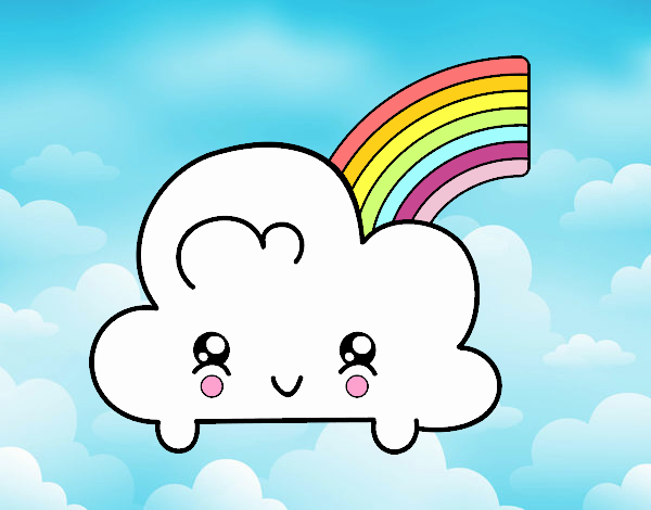 Nube con arco iris kawaii