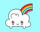 Nube con arco iris kawaii