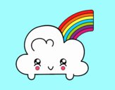 Nube con arco iris kawaii