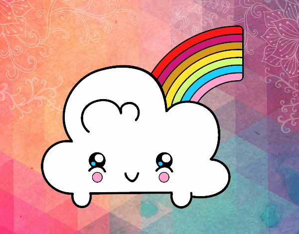 Nube con arco iris kawaii